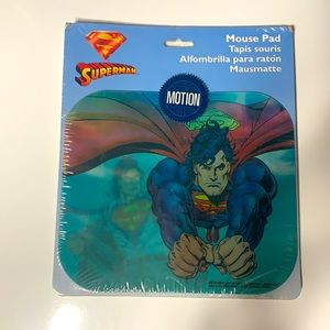 Superman motion mousepad showing 2 characters.Clark Kent and the other superman
